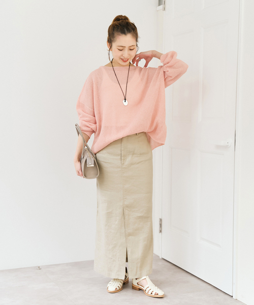 Spick & Span(スピックアンドスパン)の「コットンリネンギマリンクスルーズプルオーバー(ニット/セーター・レディース・ピンク系その他/ブラウン/ホワイト・FREE)」の22枚目の写真
