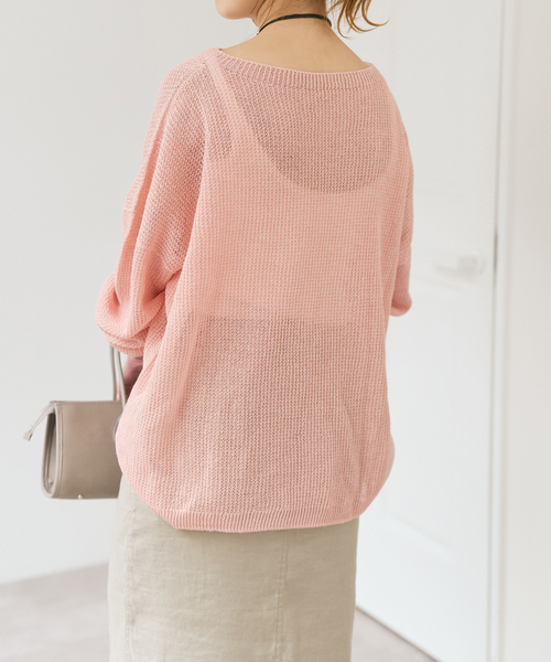 Spick & Span(スピックアンドスパン)の「コットンリネンギマリンクスルーズプルオーバー(ニット/セーター・レディース・ピンク系その他/ブラウン/ホワイト・FREE)」の5枚目の写真