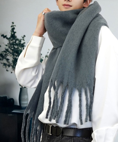 セール】ふわふわ フリンジ マフラー ボリューム シャギー ロング