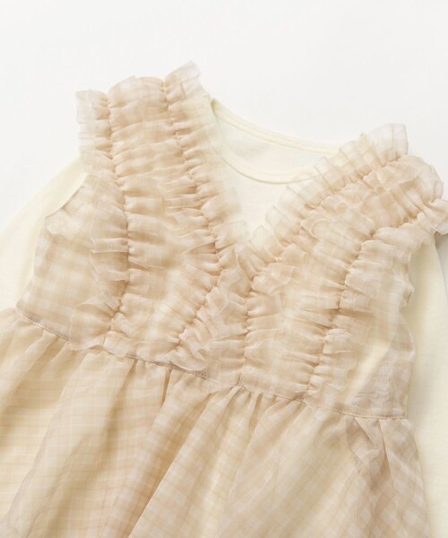 BRANSHES（ブランシェス）の「【おそろい】チュールベストカバーオールセット（ロンパース・キッズ・ブラック/アイボリー・80/70）」の4枚目の写真