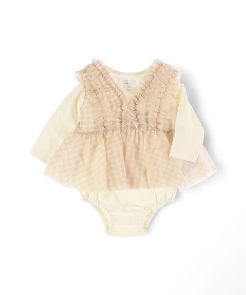 BRANSHES（ブランシェス）の「【おそろい】チュールベストカバーオールセット（ロンパース・キッズ・ブラック/アイボリー・80/70）」の5枚目の写真