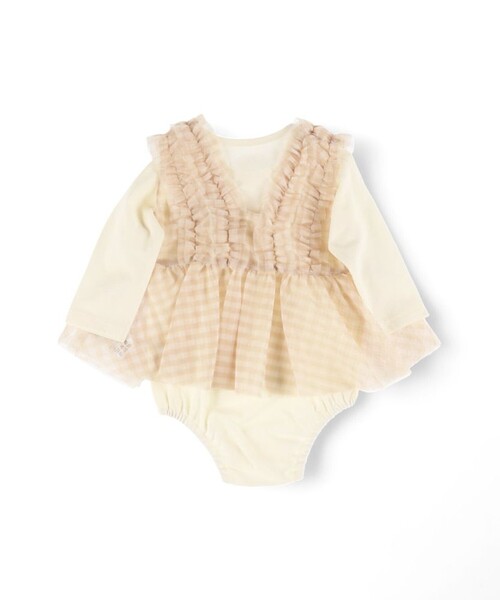 BRANSHES（ブランシェス）の「【おそろい】チュールベストカバーオールセット（ロンパース・キッズ・ブラック/アイボリー・80/70）」の6枚目の写真