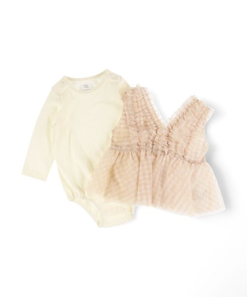 BRANSHES（ブランシェス）の「【おそろい】チュールベストカバーオールセット（ロンパース・キッズ・ブラック/アイボリー・80/70）」の7枚目の写真