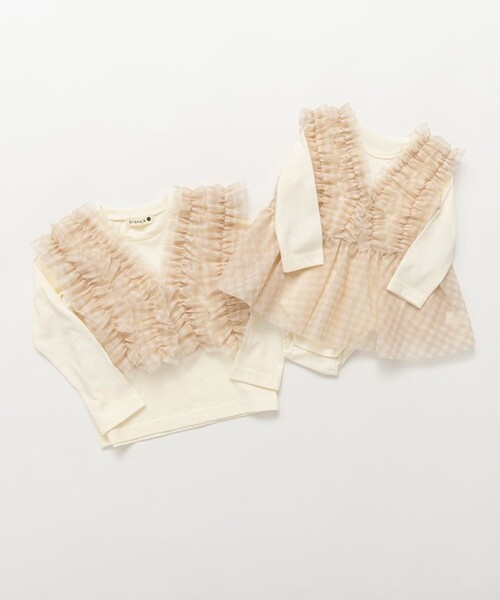 BRANSHES（ブランシェス）の「【おそろい】チュールベストカバーオールセット（ロンパース・キッズ・ブラック/アイボリー・80/70）」の21枚目の写真