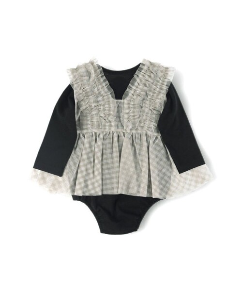 BRANSHES（ブランシェス）の「【おそろい】チュールベストカバーオールセット（ロンパース・キッズ・ブラック/アイボリー・80/70）」の8枚目の写真