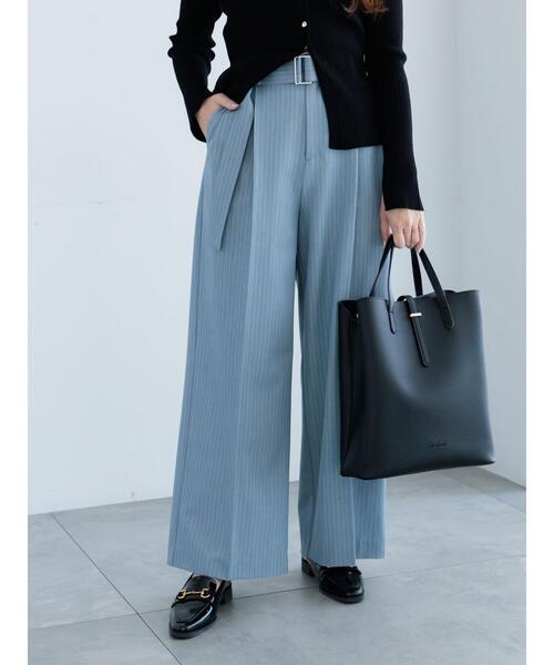 Te chichi（テチチ）の「ピンストライプタックワイドパンツ（その他パンツ・レディース・ベージュ/ブルー・F）」の3枚目の写真