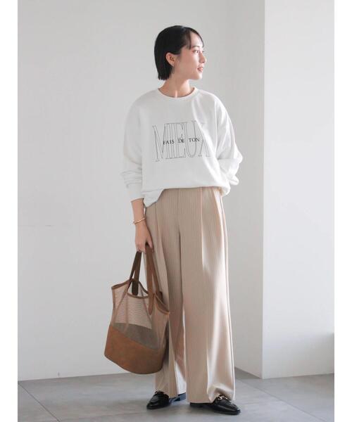 Te chichi（テチチ）の「ピンストライプタックワイドパンツ（その他パンツ・レディース・ベージュ/ブルー・F）」の4枚目の写真