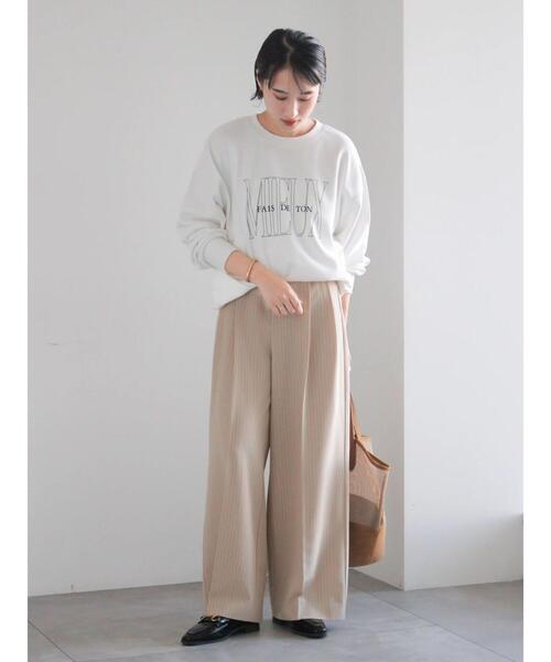 Te chichi（テチチ）の「ピンストライプタックワイドパンツ（その他パンツ・レディース・ベージュ/ブルー・F）」の5枚目の写真