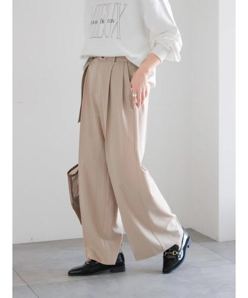 Te chichi（テチチ）の「ピンストライプタックワイドパンツ（その他パンツ・レディース・ベージュ/ブルー・F）」の6枚目の写真