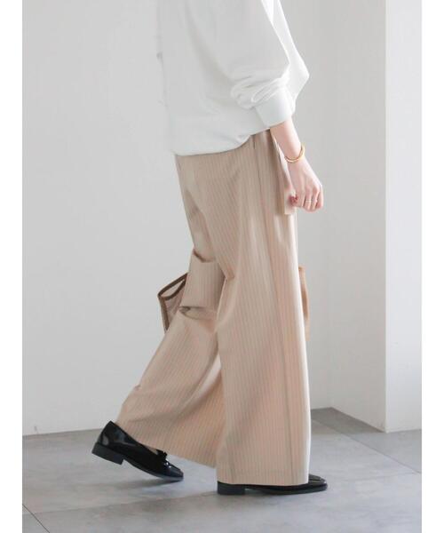 Te chichi（テチチ）の「ピンストライプタックワイドパンツ（その他パンツ・レディース・ベージュ/ブルー・F）」の7枚目の写真