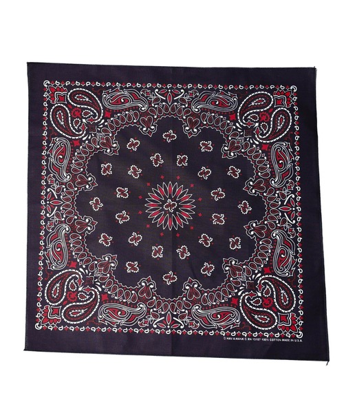 HAV-A-HANK（ハバハンク ）の「●HAV-A-HANK●PAISLEY　BANDANNA（バンダナ/スカーフ・メンズ・シルバー/ネイビー系/ブラック×レッド/ネイビー/パープル/カーキ/ブラック/バーガンディー/グリーン/チャコールグレー/レッド/ホワイト・FREE）」の8枚目の写真