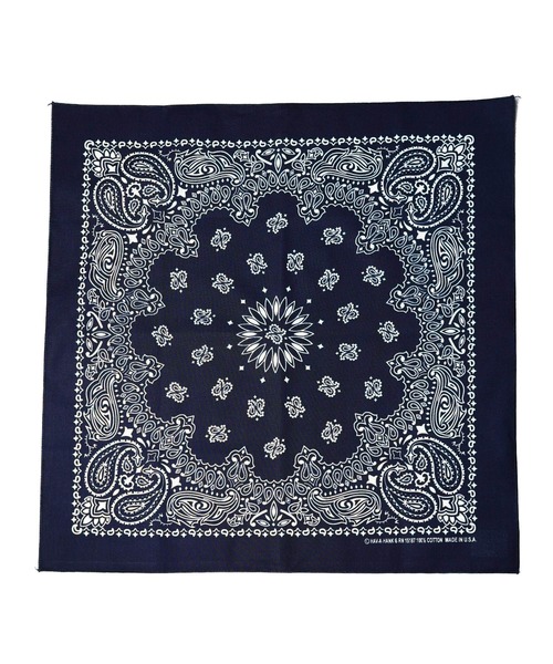 HAV-A-HANK（ハバハンク ）の「●HAV-A-HANK●PAISLEY　BANDANNA（バンダナ/スカーフ・メンズ・シルバー/ネイビー系/ブラック×レッド/ネイビー/パープル/カーキ/ブラック/バーガンディー/グリーン/チャコールグレー/レッド/ホワイト・FREE）」の7枚目の写真