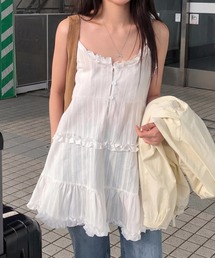 yuue' ( wear ) | 2WAYストライプフリルティアードキャミチュニック/ミニワンピース(キャミソール)