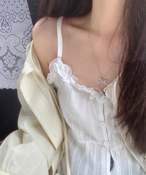 yuue' ( wear )(ユーイ)の「2WAYストライプフリルティアードキャミチュニック/ミニワンピース(キャミソール・レディース・ホワイト/ブラック・FREE)」の12枚目の写真