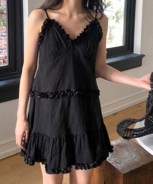 yuue' ( wear )(ユーイ)の「2WAYストライプフリルティアードキャミチュニック/ミニワンピース(キャミソール・レディース・ホワイト/ブラック・FREE)」の20枚目の写真