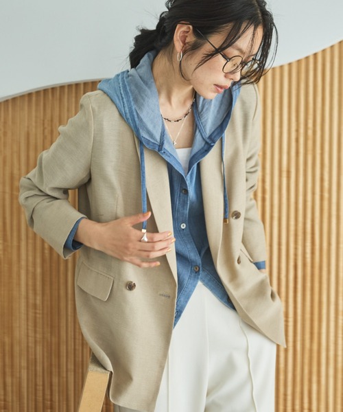 Doux archives(ドゥアルシーヴ)の「【26SS先行予約】シアーテーラードジャケット(テーラードジャケット・レディース・グレー/ブラック/ベージュ・FREE)」の1枚目の写真