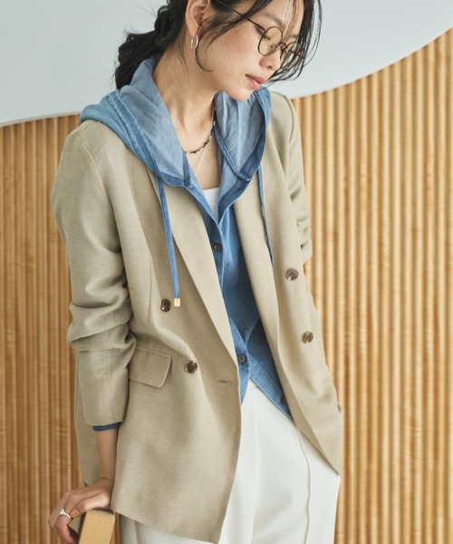 Doux archives(ドゥアルシーヴ)の「【26SS先行予約】シアーテーラードジャケット(テーラードジャケット・レディース・グレー/ブラック/ベージュ・FREE)」の7枚目の写真