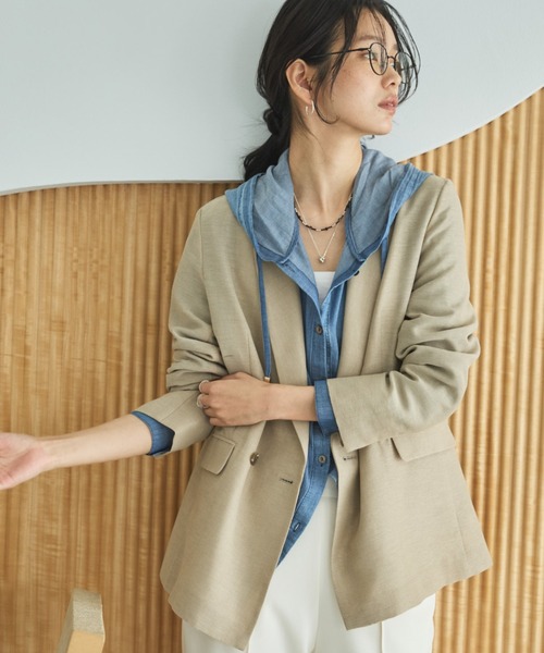 Doux archives(ドゥアルシーヴ)の「【26SS先行予約】シアーテーラードジャケット(テーラードジャケット・レディース・グレー/ブラック/ベージュ・FREE)」の8枚目の写真