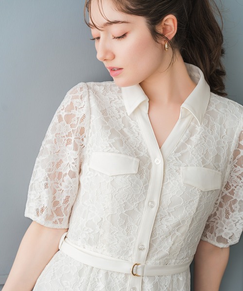 MISCH MASCH(ミッシュマッシュ)の「2026春夏新作 開襟レースシャツワンピース(ワンピース・レディース・ホワイト/ブラック・M/S)」の7枚目の写真