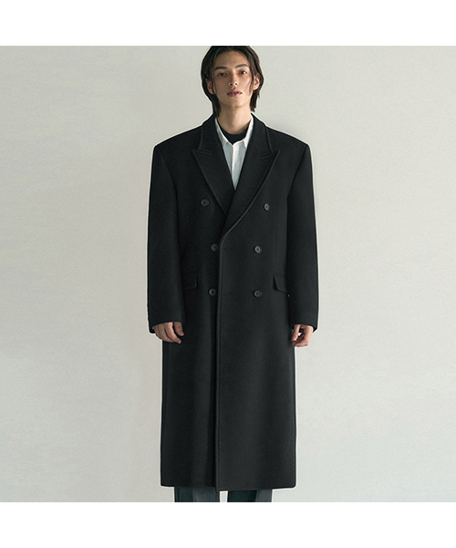 セール】ウールダブルチェスターコート[BLACK]（チェスターコート