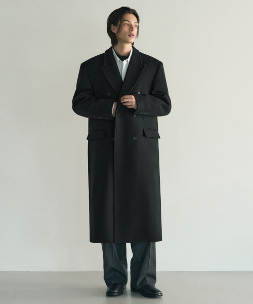 Leo　　　ウール　ダブル　チェスターコート　黒 セール】ウールダブルチェスターコート[BLACK]（チェスターコート