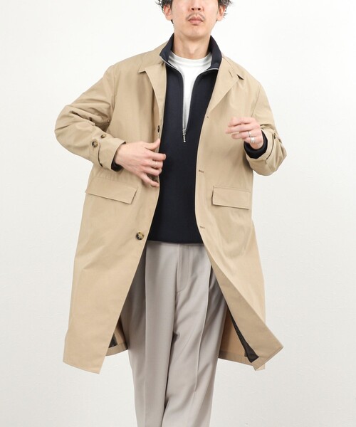 NOLLEY’S(ノーリーズ)の「《ビジカジ対応》【ダントツ撥水】ステンカラーコート 26SS / ウォッシャブル / パッカブル(ステンカラーコート・メンズ・グレイッシュブルー/ライトグリーン/ベージュ/ネイビー・L/M/S)」の2枚目の写真