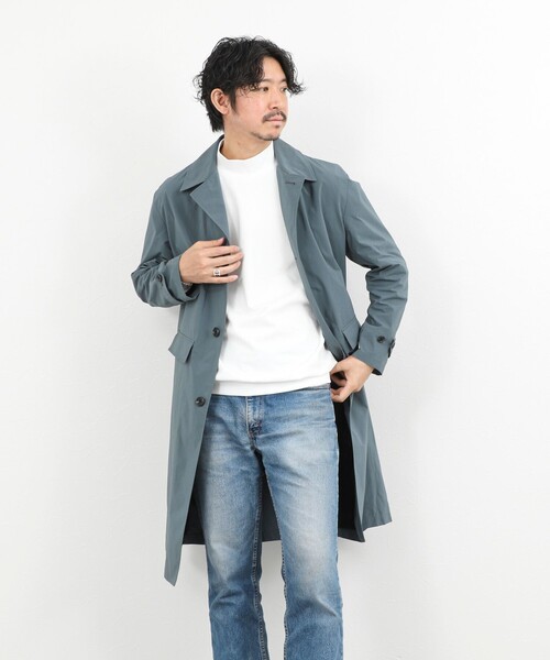 NOLLEY’S(ノーリーズ)の「《ビジカジ対応》【ダントツ撥水】ステンカラーコート 26SS / ウォッシャブル / パッカブル(ステンカラーコート・メンズ・グレイッシュブルー/ライトグリーン/ベージュ/ネイビー・L/M/S)」の8枚目の写真