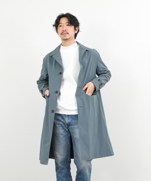 NOLLEY’S(ノーリーズ)の「《ビジカジ対応》【ダントツ撥水】ステンカラーコート 26SS / ウォッシャブル / パッカブル(ステンカラーコート・メンズ・グレイッシュブルー/ライトグリーン/ベージュ/ネイビー・L/M/S)」の9枚目の写真