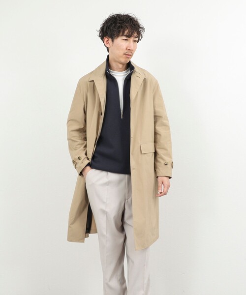 NOLLEY’S（ノーリーズ）の「《ビジカジ対応》【ダントツ撥水】ステンカラーコート 26SS（ステンカラーコート・メンズ・グレイッシュブルー/ライトグリーン/ベージュ/ネイビー・L/M/S）」の7枚目の写真