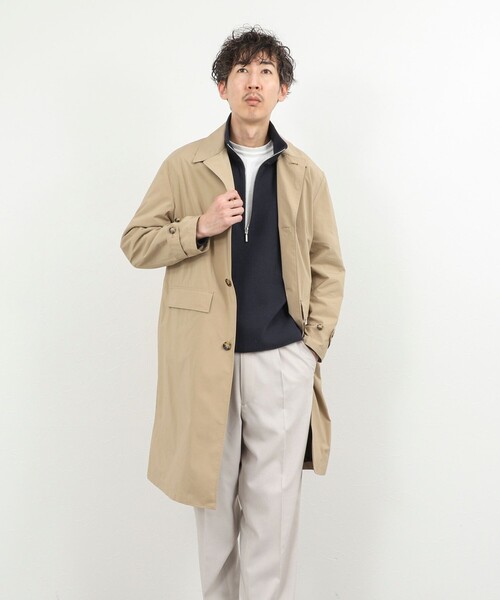 NOLLEY’S（ノーリーズ）の「《ビジカジ対応》【ダントツ撥水】ステンカラーコート 26SS（ステンカラーコート・メンズ・グレイッシュブルー/ライトグリーン/ベージュ/ネイビー・L/M/S）」の8枚目の写真
