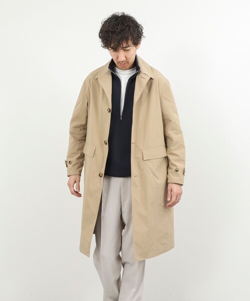 NOLLEY’S（ノーリーズ）の「《ビジカジ対応》【ダントツ撥水】ステンカラーコート 26SS（ステンカラーコート・メンズ・グレイッシュブルー/ライトグリーン/ベージュ/ネイビー・L/M/S）」の9枚目の写真