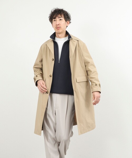 NOLLEY’S（ノーリーズ）の「《ビジカジ対応》【ダントツ撥水】ステンカラーコート 26SS（ステンカラーコート・メンズ・グレイッシュブルー/ライトグリーン/ベージュ/ネイビー・L/M/S）」の11枚目の写真