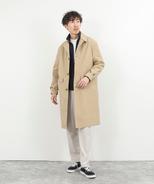 NOLLEY’S（ノーリーズ）の「《ビジカジ対応》【ダントツ撥水】ステンカラーコート 26SS（ステンカラーコート・メンズ・グレイッシュブルー/ライトグリーン/ベージュ/ネイビー・L/M/S）」の14枚目の写真
