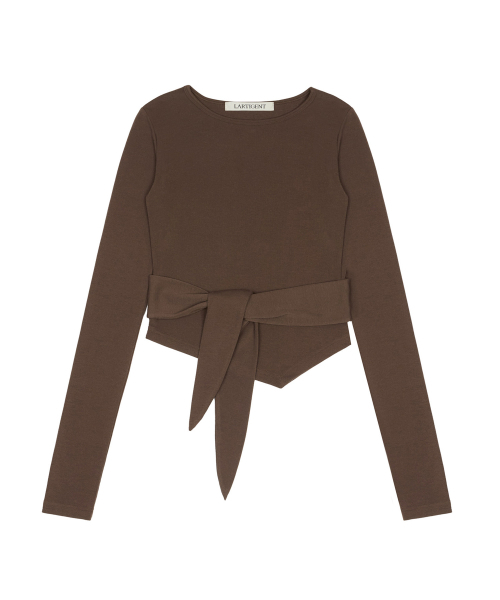 LARTIGENT(ラーティゼン)の「L20 TIED LONG SLEEVE(BROWN)(Tシャツ/カットソー・レディース・その他・FREE)」の1枚目の写真
