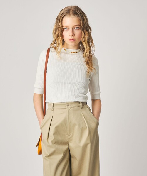 Steven Alan（スティーブンアラン）の「＜Steven Alan＞ボトルネック ハーフスリーブ ニット（ニット/セーター・レディース・オフホワイト/ナチュラル/ダークグレー・FREE）」の2枚目の写真