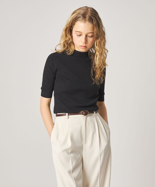 新品 TAN スリーブニット Demi-Luxe BEAMS（デミルクス ビームス）TAN / リブ オープンスリーブ