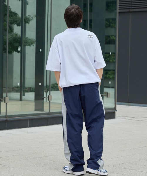UMBRO/アンブロ 別注 配色ライン ドロスト ロゴ刺繍 ワイドストレート