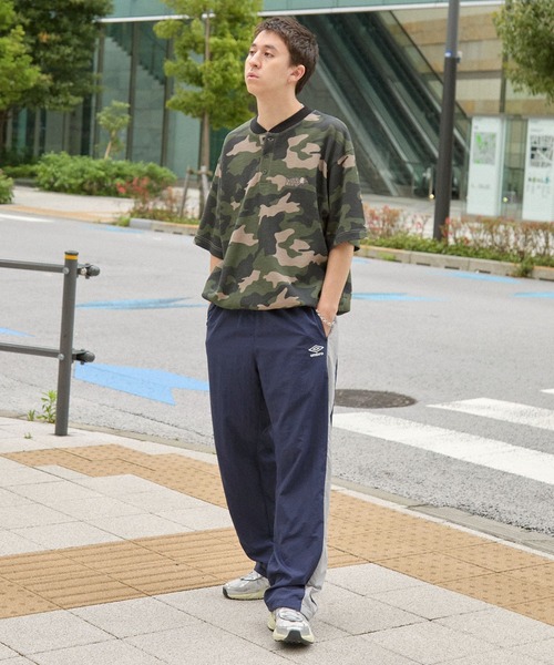 UMBRO/アンブロ 別注 配色ライン ドロスト ロゴ刺繍 ワイドストレート