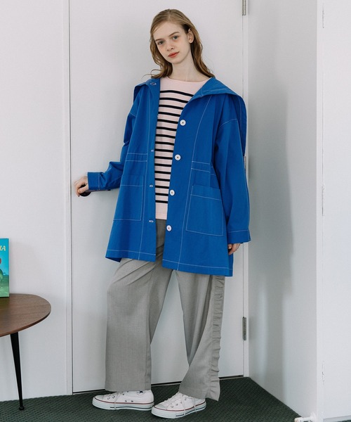 POU DOU DOU（プードゥドゥ）の「フードファスナーカバーオール（その他アウター・レディース・ブルー/ブラック/インディゴブルー・3）」の17枚目の写真