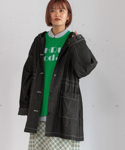 POU DOU DOU（プードゥドゥ）の「フードファスナーカバーオール（その他アウター・レディース・ブルー/ブラック/インディゴブルー・3）」の8枚目の写真