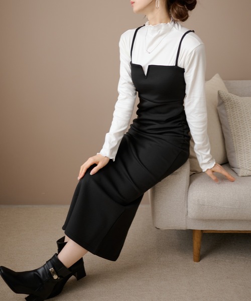 DAYRA(デイラ)の「サイドギャザー Iライン ロング キャミソール ワンピース(ワンピース・レディース・ブラック/グレー/ブルーグレー・FREE)」の21枚目の写真