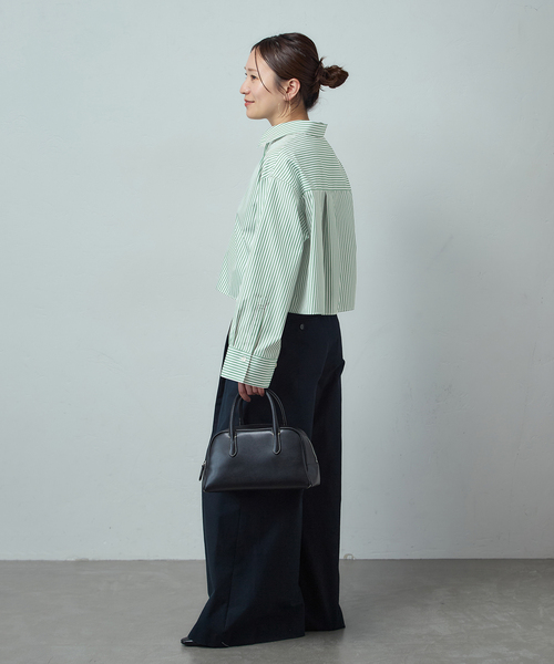 JOURNAL STANDARD(ジャーナルスタンダード)の「ハイカウントコットンクロップドシャツ(シャツ/ブラウス・レディース・コバルトブルー/ホワイト/グリーン・FREE)」の4枚目の写真