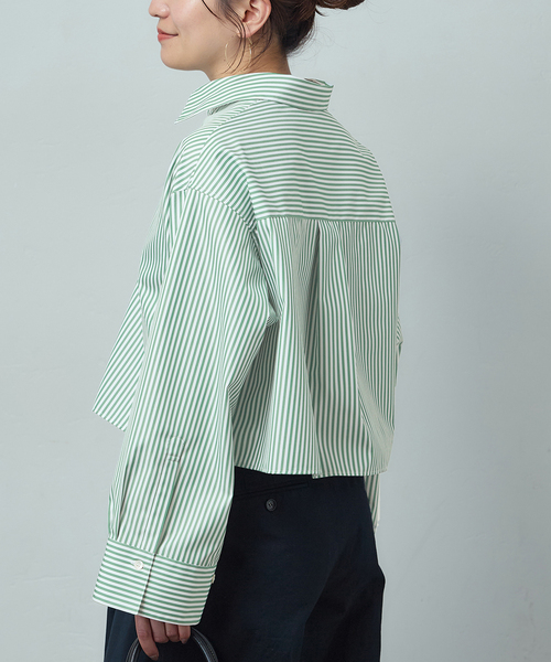 JOURNAL STANDARD(ジャーナルスタンダード)の「ハイカウントコットンクロップドシャツ(シャツ/ブラウス・レディース・コバルトブルー/ホワイト/グリーン・FREE)」の6枚目の写真