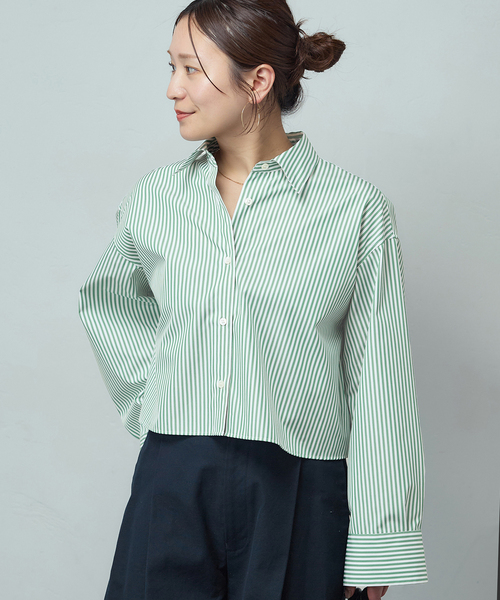 JOURNAL STANDARD(ジャーナルスタンダード)の「ハイカウントコットンクロップドシャツ(シャツ/ブラウス・レディース・コバルトブルー/ホワイト/グリーン・FREE)」の9枚目の写真