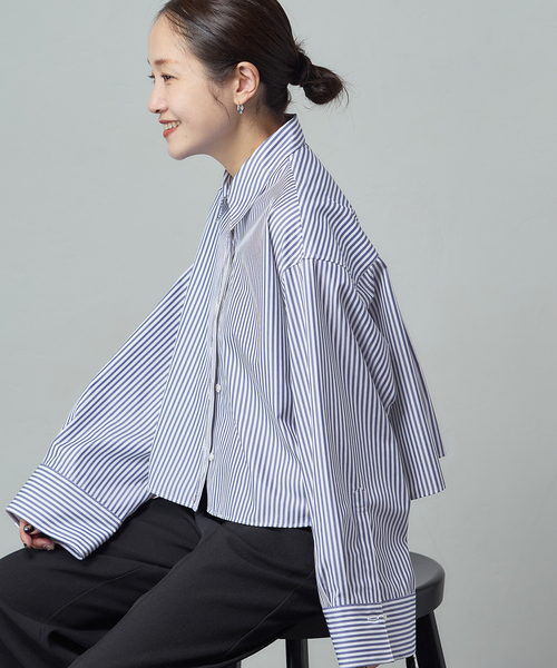 JOURNAL STANDARD(ジャーナルスタンダード)の「ハイカウントコットンクロップドシャツ(シャツ/ブラウス・レディース・コバルトブルー/ホワイト/グリーン・FREE)」の14枚目の写真