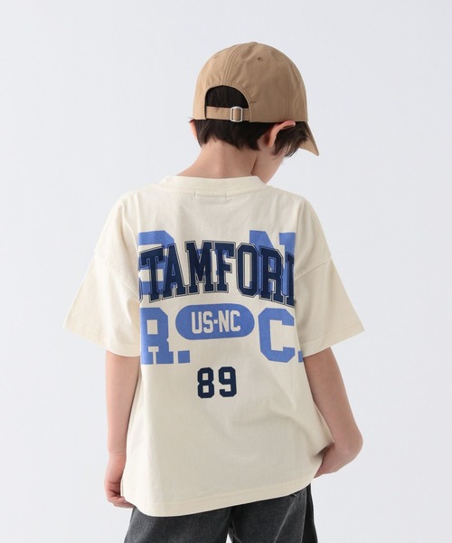 BAYFLOW（ベイフロー）の「[USED加工で柔らかい☆綿100%]SNOWカレッジロゴT(KIDS)（Tシャツ/カットソー・キッズ・オフホワイト/イエロー/ネイビー/ピンク・140cm/130cm/120cm/110cm/150cm）」の2枚目の写真