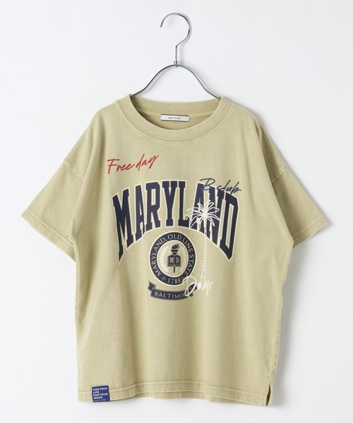 BAYFLOW（ベイフロー）の「[USED加工で柔らかい☆綿100%]SNOWカレッジロゴT(KIDS)（Tシャツ/カットソー・キッズ・オフホワイト/イエロー/ネイビー/ピンク・140cm/130cm/120cm/110cm/150cm）」の8枚目の写真