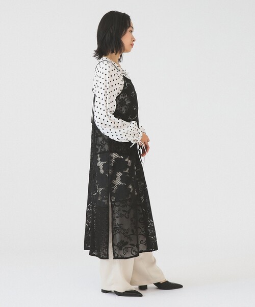 Ray BEAMS（レイビームス）の「レース パッチワーク キャミ ワンピース（ワンピース・レディース・ブラック/オフホワイト・ONE SIZE）」の5枚目の写真