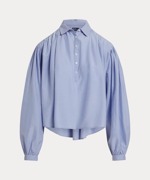 POLO RALPH LAUREN(ポロ ラルフ ローレン)の「プリーテッド コットンシルク シャツ(シャツ/ブラウス・レディース・ブルー・XXS/XS/L/M/S)」の1枚目の写真