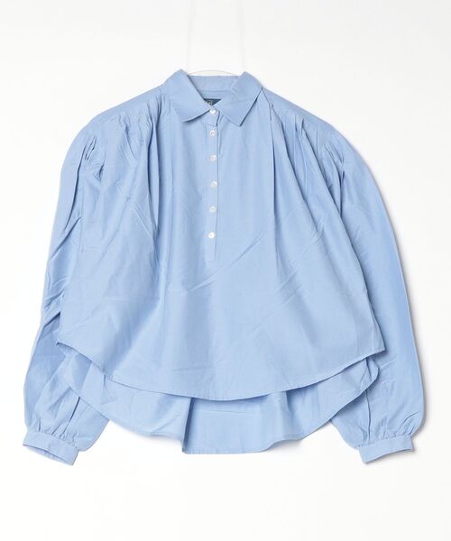 POLO RALPH LAUREN(ポロ ラルフ ローレン)の「プリーテッド コットンシルク シャツ(シャツ/ブラウス・レディース・ブルー・XXS/XS/L/M/S)」の3枚目の写真